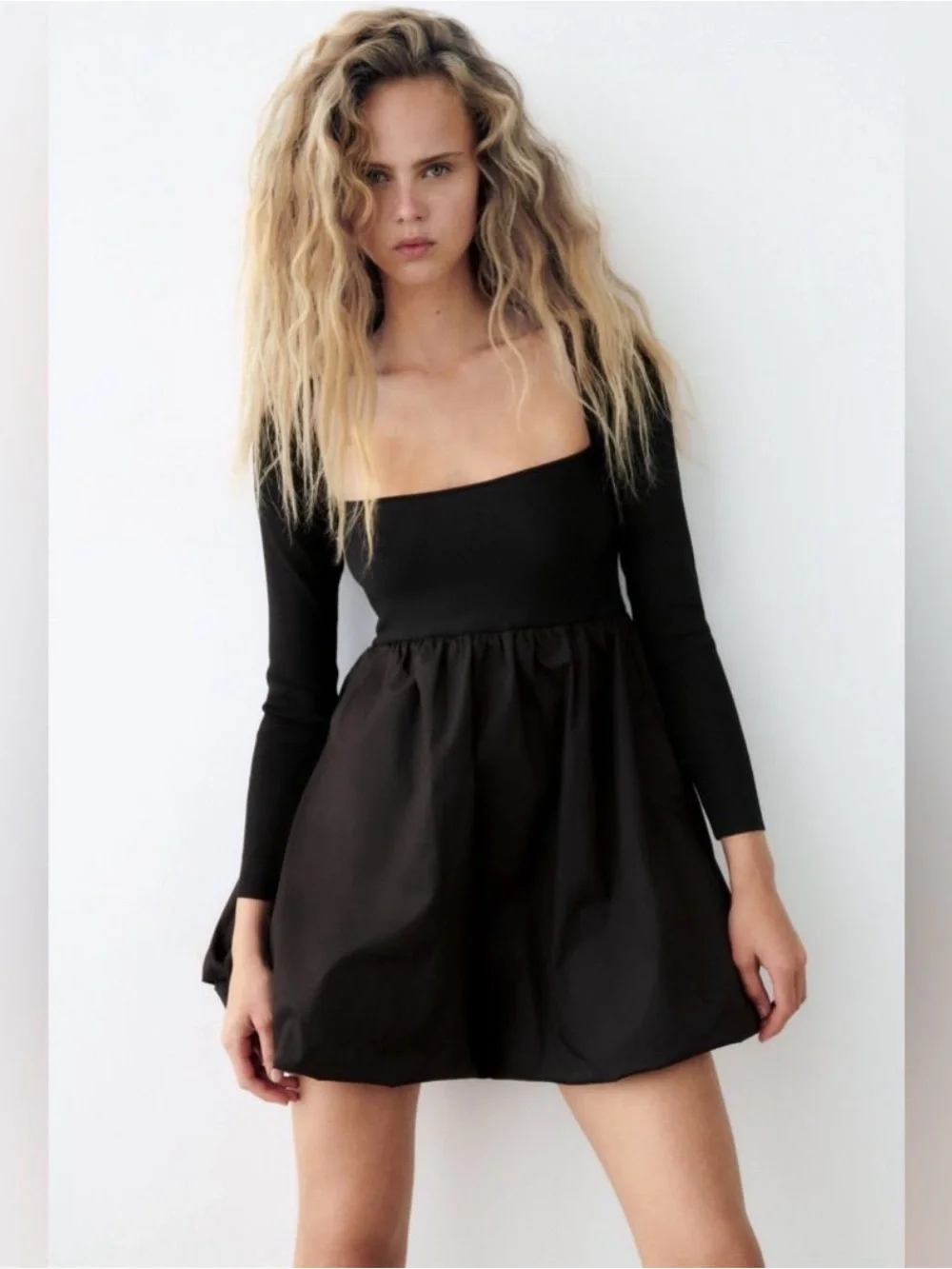 Zara Combination Knit Mini Dress Black - Picture 16 of 16
